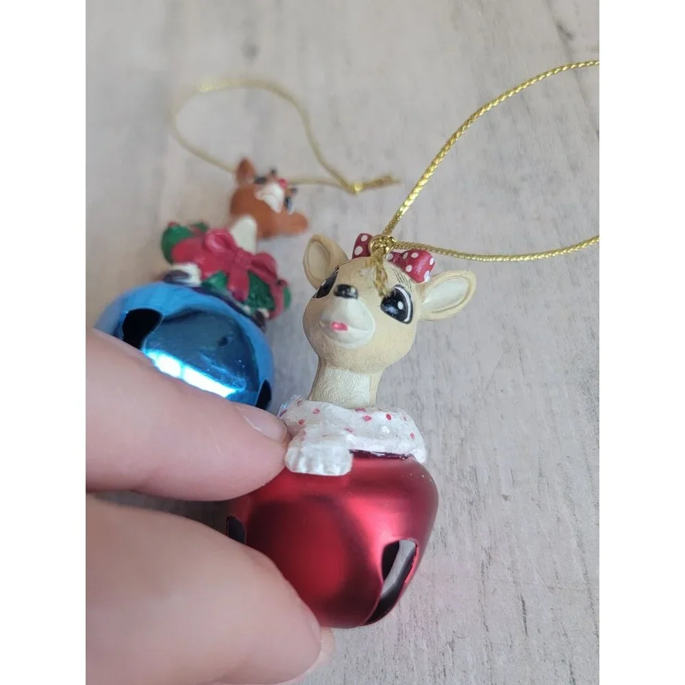 Rudolph Clarice reindeer movie bell ornament Xmas‎ set